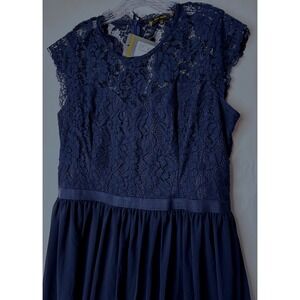 NWT MIUSOL XXL Navy Lace Chiffon Maxi Dress Women Formal Evening‎ Occasion